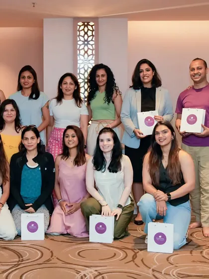 A wonderful group from a corporate wellness event I hosted in collaboration with Tattva Spa. It's always a joy to bring practices like sound healing and mindfulness into the workplace, helping teams de-stress and reconnect.