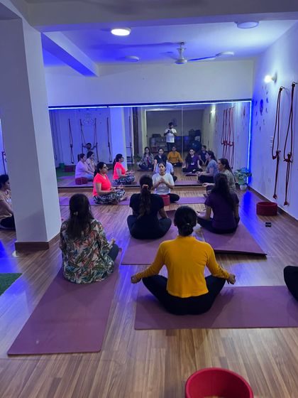 A view of our studio during a meditation session. It's a space for peace, community, and self-discovery.