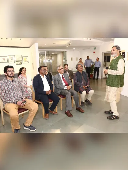 Speaking to an engaged audience at the opening of one of my exhibitions.