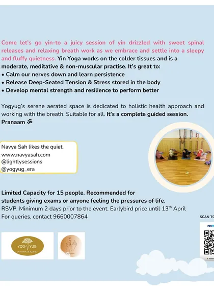 More details about my "Ease the Restlessness" workshop. The session is a complete guided practice, suitable for all, and recommended for anyone feeling the pressures of life.