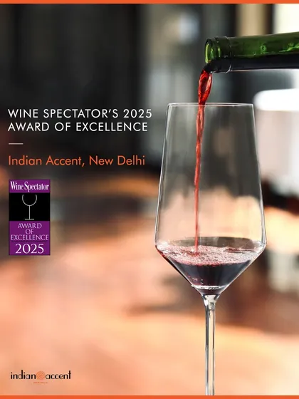We are honored to receive the Wine Spectator’s Award of Excellence. This recognition is a testament to our commitment to building an exceptional wine program that thoughtfully pairs with the nuances of inventive Indian cuisine, guided by our Head of Wines, Kevin Ken Rodrigues.