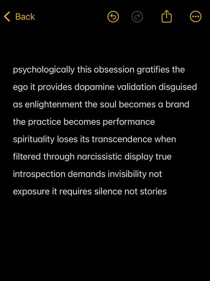 Psychologically, this performance gratifies the ego with dopamine validation disguised as enlightenment. The soul becomes a brand, and the practice becomes a performance.