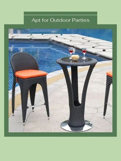 This two-seater bistro-style bar set is ideal for a poolside or a balcony with a view. The compact design doesn't take up much space, but still provides a stylish and comfortable spot for drinks and conversation.