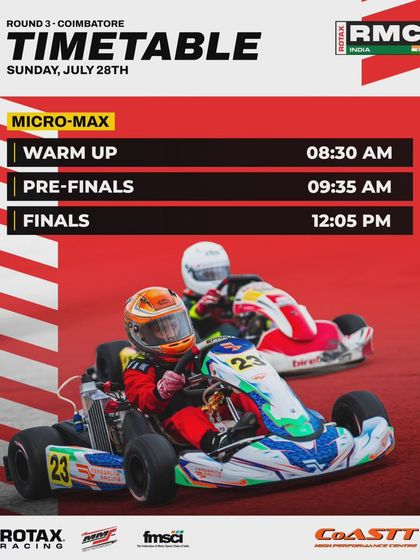 The Sunday race day schedule for the Micro Max class at Round 3.