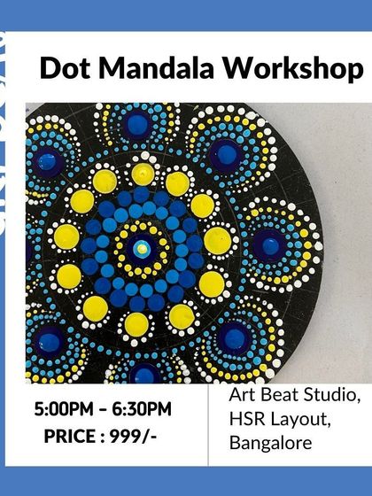 An announcement for our Dot Mandala workshop. Immerse yourself in this rhythmic and meditative art form.