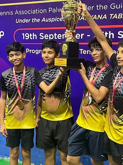 This is what we work for. Our young champions from the academy celebrating a team victory at the Haryana State Table Tennis Championship. We are incredibly proud of their hard work and the 2 Gold, 3 Silver, and 1 Bronze medals they brought home.