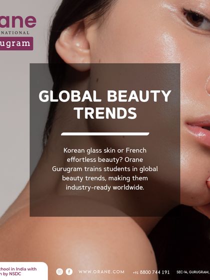 This graphic highlights the global beauty trends, like Korean glass skin, that I teach in my courses. My curriculum is designed to make students industry ready worldwide.