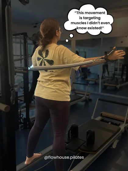Thought bubble: "This movement is targeting muscles I didn't even know existed!" That's the magic of Pilates.