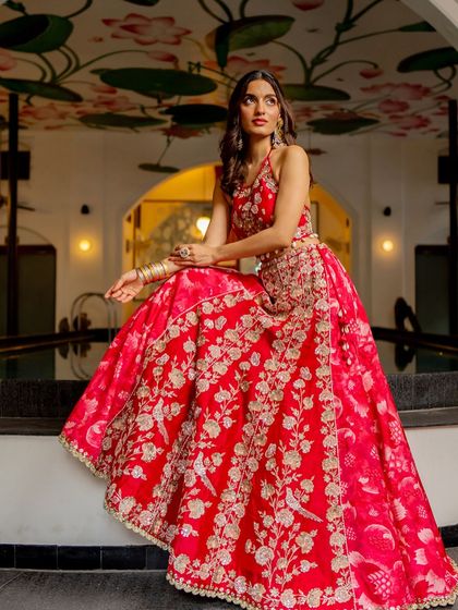 This selection showcases the breadth of my bridal and couture curation. It includes a variety of lehengas, gowns, and sets in different colors and styles, from traditional reds by Anupraas to modern ivories by Mirroir and Varun Chakkilam, ensuring every bride finds her perfect look.