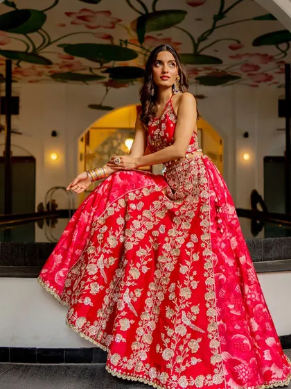 This selection showcases the breadth of my bridal and couture curation. It includes a variety of lehengas, gowns, and sets in different colors and styles, from traditional reds by Anupraas to modern ivories by Mirroir and Varun Chakkilam, ensuring every bride finds her perfect look.