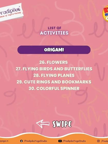 The delicate art of paper folding. Our Origami sessions teach children to create flowers, animals, and more, which is an excellent activity for improving fine motor skills, patience, and the ability to follow instructions.