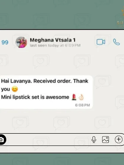 Our mini lipstick set is a customer favorite. We were so happy to receive this message from Meghana about how awesome she found the set.