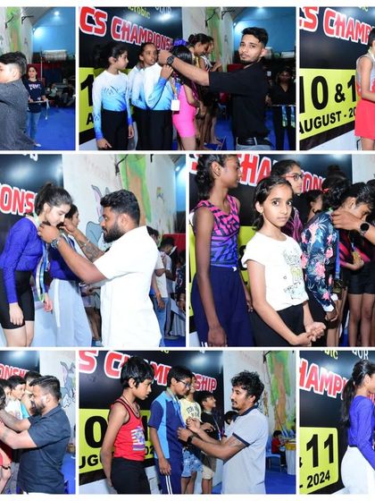 More moments of triumph from various competitions, showcasing our gymnasts with their medals, trophies, and proud coaches.