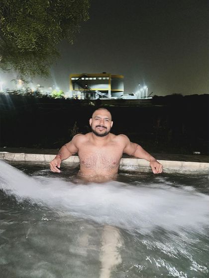 A relaxing evening dip. Taking time to recover both body and mind.