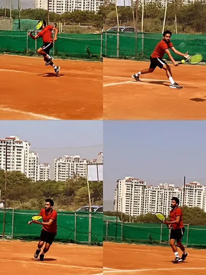 I practice what I preach. This collage captures me in action during a training session on the clay court, demonstrating the footwork, balance, and technique that I teach my students every day. As a coach, I believe in leading by example.