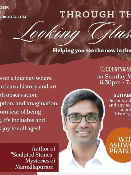 A promotional graphic for the "Through the Looking Glass" talk, featured in our May events calendar.