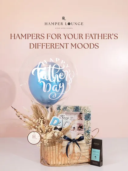This hamper is for the dad who has many moods. It includes a "Happy Father's Day" balloon, a personalized photo frame, and his favorite coffee, all arranged in a stylish wire basket.