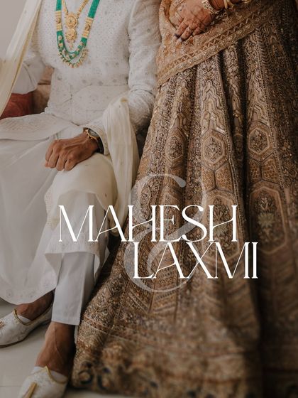 A detail-oriented shot focusing on the luxurious fabrics of the couple's wedding attire, with a stylish text overlay.