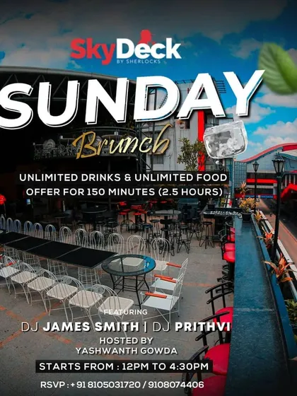 Nothing beats a Sunday Brunch with unlimited food, drinks, and chill music. Here's a look at one of my brunch sessions at SkyDeck by Sherlock's on MG Road.