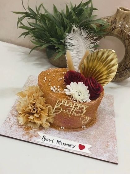 Another view of the sparkling birthday cake, perfect for making someone feel extra special.