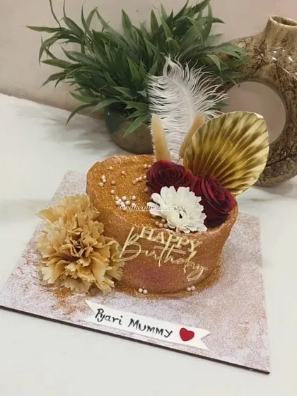 Another view of the sparkling birthday cake, perfect for making someone feel extra special.