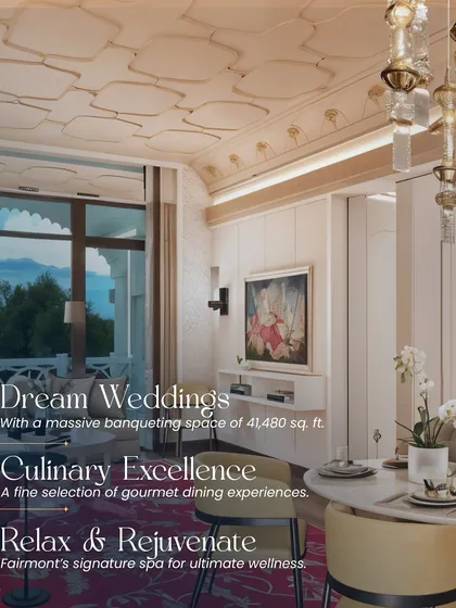 A look inside the luxurious offerings of Fairmont Udaipur, from its massive banqueting space to its gourmet dining and wellness spa.