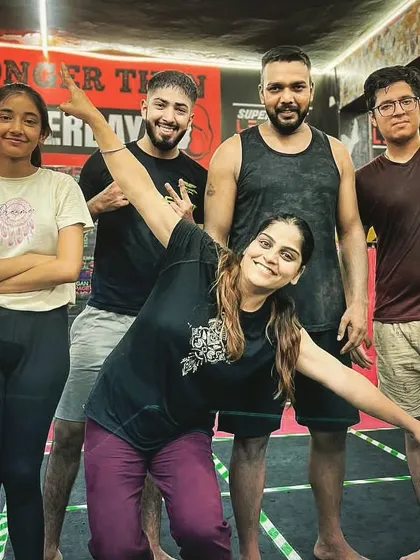 Morning motivation with the team. A fun group photo to start the day with positive energy.