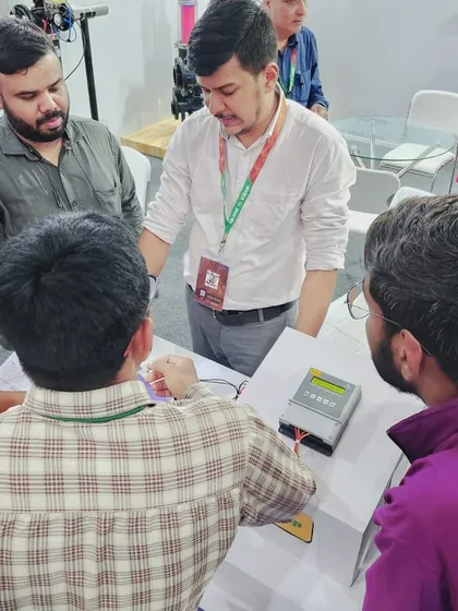 An interactive demonstration of one of our irrigation controllers at the Kisaan Agri Show. Potential customers get to see the user-friendly interface and learn how to program irrigation schedules.