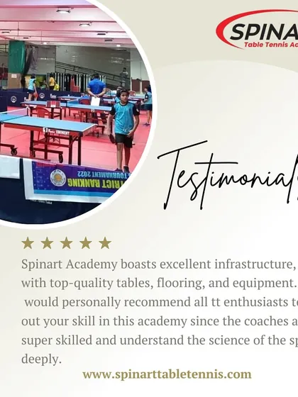 This testimonial praises our excellent infrastructure, including top-quality tables, flooring, and equipment, as well as our knowledgeable coaches who understand the science of the sport.