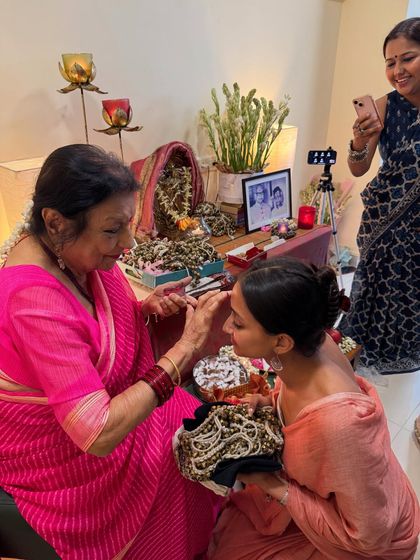 A precious moment of receiving blessings from my guru. My dance journey is built on the foundation of tradition and the guidance of my teachers.