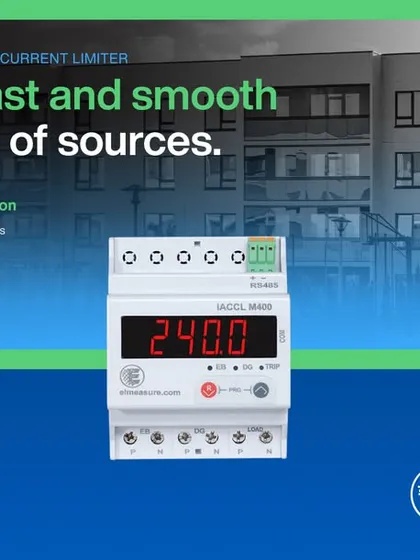 The iACCLM400 model is designed for a seamless changeover between utility and diesel generator power. This banner highlights its key features, including configurable settings and protection against fluctuations.