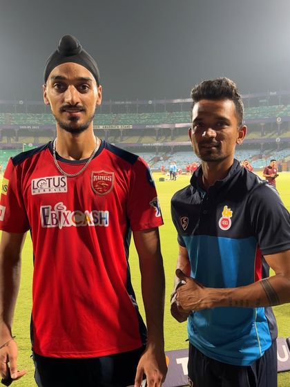 With Arshdeep Singh during an IPL season. It's always great to connect with and learn from other top bowlers.