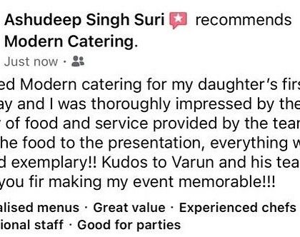 It was a pleasure making a daughter's first birthday memorable. This review highlights our quality of food and presentation, which we believe are key to any successful event.
