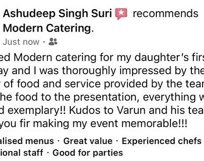 It was a pleasure making a daughter's first birthday memorable. This review highlights our quality of food and presentation, which we believe are key to any successful event.