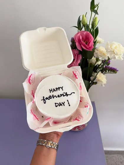 Another Father's Day bento, this time with elegant black script on a clean white background.