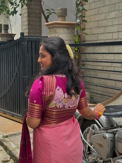 A close-up of the blouse embroidery, showing the intricate work that went into making this custom piece.