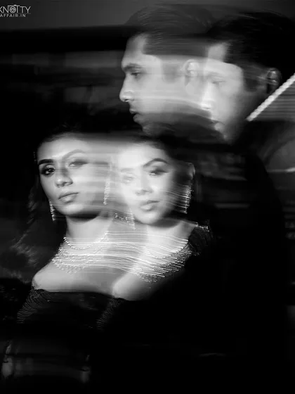 An experimental black and white portrait using a slow shutter speed to create a ghostly, multi-exposure effect. We love pushing creative boundaries.