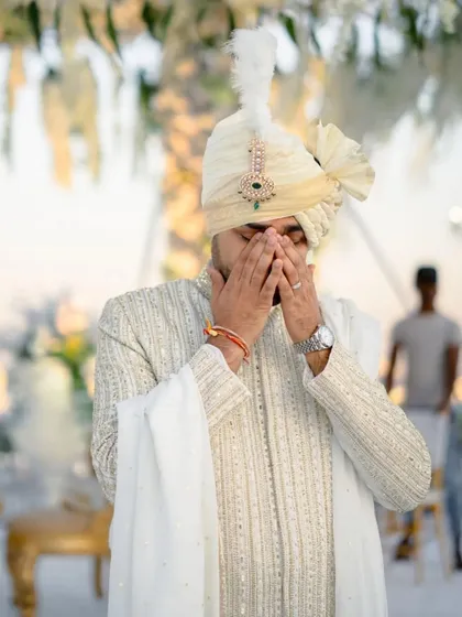 An emotional moment for the groom as he sees his bride for the first time. Raw, real, and beautiful.