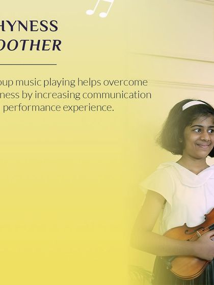 Group music playing is a shyness soother. It helps children build confidence by increasing communication and providing a safe space for performance experience.