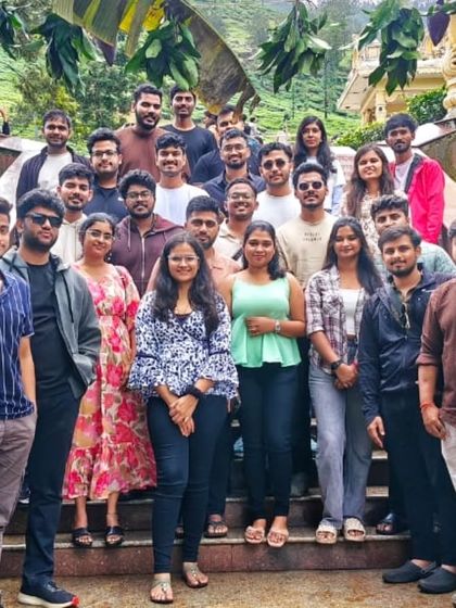 A quick stop for a group photo during some local sightseeing. Our itineraries often include visits to interesting spots near the trek base.