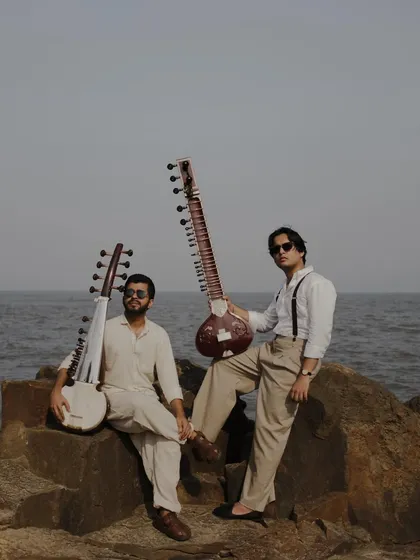 Another shot from the "Strings of Serenity" session. The sea provided a perfect backdrop for our musical dialogue between the sitar and sarod.
