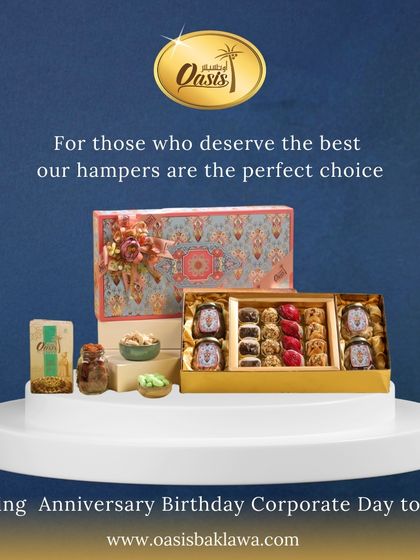 For those who deserve the best, our hampers are the perfect choice. This beautifully packaged box contains an assortment of dates, chocolates, and other gourmet items.