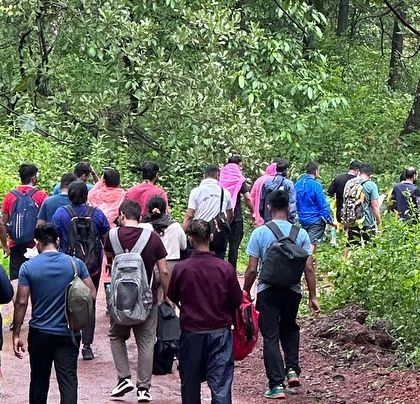 The journey to Dudhsagar Falls involves trekking through dense, rain-soaked forests within the Bhagwan Mahavir Wildlife Sanctuary.