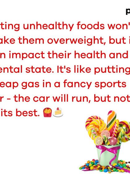 An informational carousel for people who can eat a lot without gaining weight. It explains that even with a high metabolism, they need nutrient-rich foods, especially healthy fats, and are often sensitive to substances like alcohol and sugar.