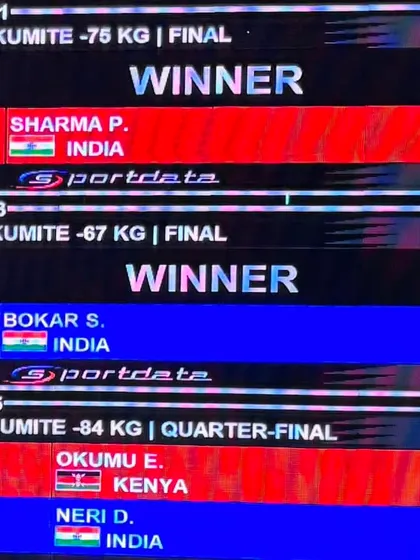 A closer look at the scoreboard showing decisive wins for our Indian athletes in the finals of the Commonwealth Championship.