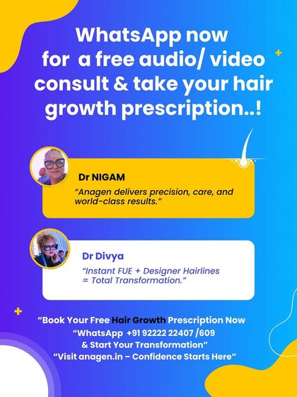 Meet our co-founders, Dr. Nigam and Dr. Divya. We deliver precision, care, and world class results. WhatsApp us now for a free audio or video consultation and get your personalized hair growth prescription.