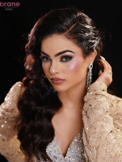 A confident and striking portrait, perfect for a party or red carpet event.