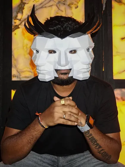 Sometimes you have to wear a different face. A creative shot with my multi-faced mask, ready for any inquiry.