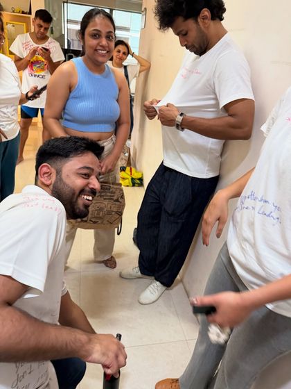 Our Friendship Day Roast in full swing. Instead of hugs, we brought out the permanent markers and savage salsa shade. It's all love, we promise.