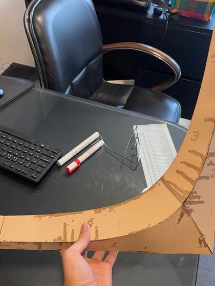 It all starts with a physical model. This is a small cardboard mould we created in the studio to test the form of the beveled balcony projections for our BKC residential project.